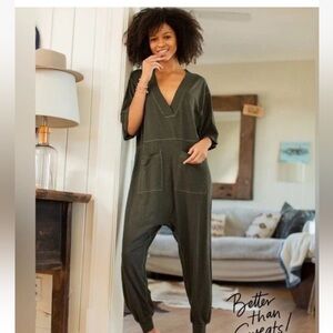 Natural Life Women’s Charcoal Charlie Cotton V-Neck Oversized Jumpsuit XS